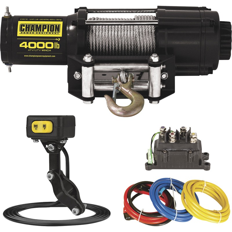 Champion 12 Volt DC Powered Electric ATV/UTV Winch — 4000-Lb. Capacity, Aircraft Cable Champion 12 Volt DC Powered Electric ATV/UTV Winch — 4000-Lb. Capacity, Aircraft Cable
